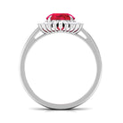 Claw Set Created Ruby Cocktail Ring with Diamond Halo Lab Created Ruby - ( AAAA ) - Quality - Rosec Jewels