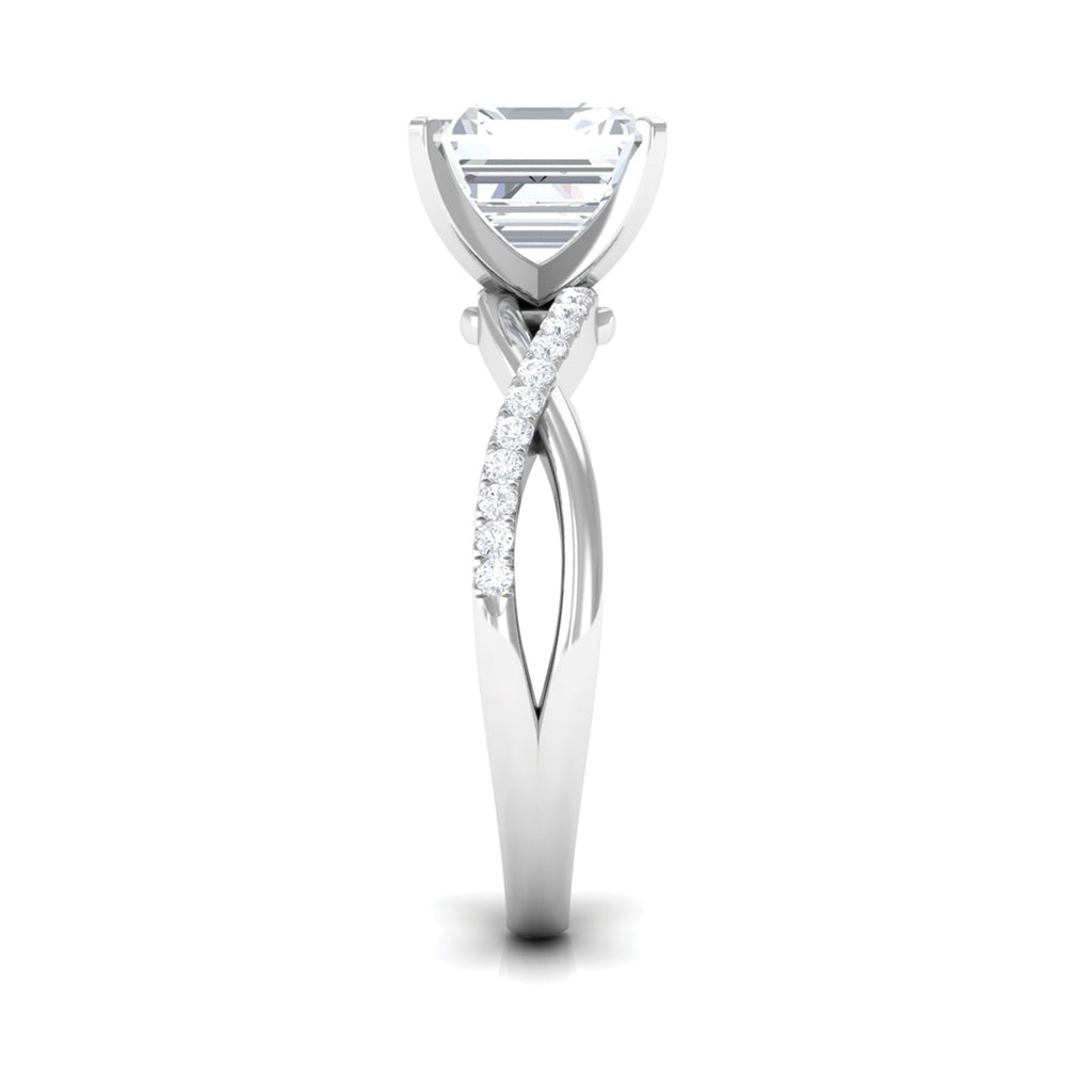 3.50 CT Asscher Cut Zircon Solitaire Engagement Ring in Infinity Shank Zircon - ( AAAA ) - Quality - Rosec Jewels