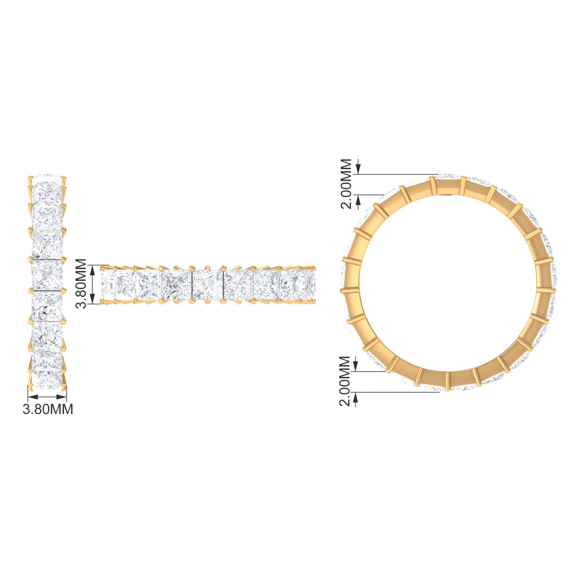 3.5 CT Princess Cut Zircon Eternity Band Ring in Gold Zircon - ( AAAA ) - Quality - Rosec Jewels