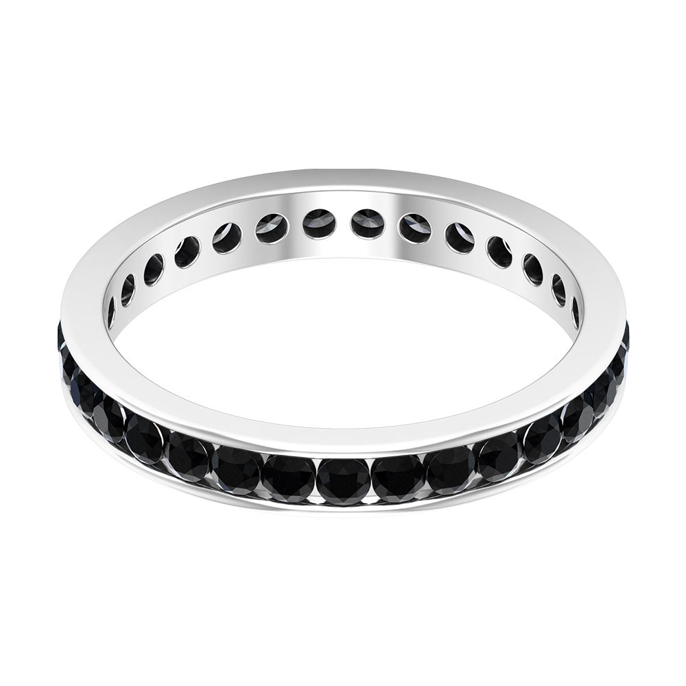 2.75 CT Channel Set Black Spinel Eternity Ring Black Spinel - ( AAA ) - Quality - Rosec Jewels