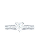 Heart Shape Moissanite Solitaire Engagement Ring with Gold Beaded Moissanite - ( D-VS1 ) - Color and Clarity - Rosec Jewels