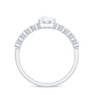 Pear Shaped Moissanite Solitaire Ring with Side Stones Moissanite - ( D-VS1 ) - Color and Clarity - Rosec Jewels