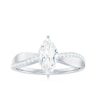 Classic Marquise Cut Moissanite Solitaire Engagement Ring in Gold Moissanite - ( D-VS1 ) - Color and Clarity - Rosec Jewels