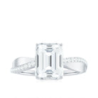 Classic Emerald Cut Moissanite Solitaire Engagement Ring in Gold Moissanite - ( D-VS1 ) - Color and Clarity - Rosec Jewels