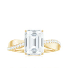 Classic Emerald Cut Moissanite Solitaire Engagement Ring in Gold Moissanite - ( D-VS1 ) - Color and Clarity - Rosec Jewels